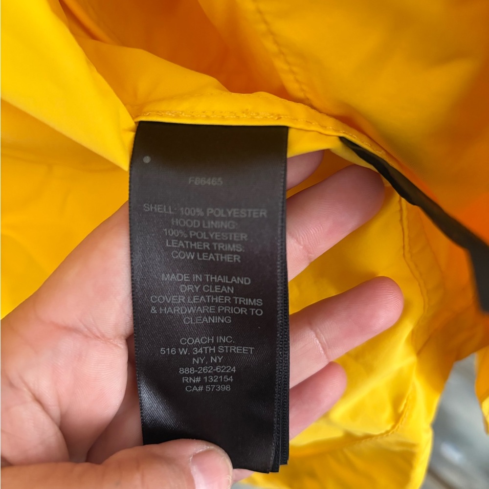 Coach Windbreaker Raincoat Yellow Jacket Cinched Waist F86465 - Medium - Picture 4 of 13